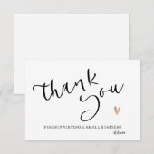 Zwart Wit Goud Calligraphy Bedankkaart (Voorkant / Achterkant)