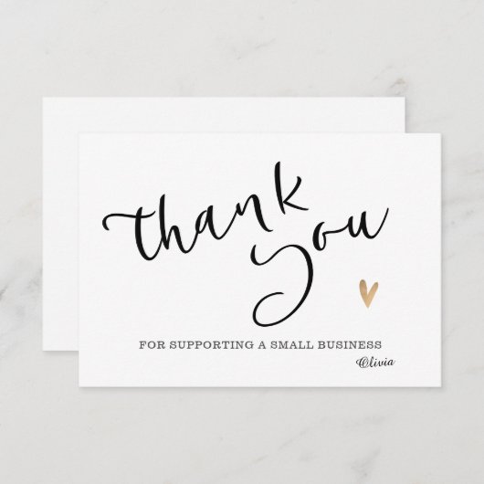 Zwart Wit Goud Calligraphy Bedankkaart (Voorkant / Achterkant)