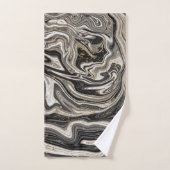 Zwart Wit & Goud Chic Swirl Modern Abstract Bad Handdoek (Handdoek)