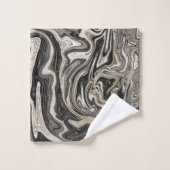 Zwart Wit & Goud Chic Swirl Modern Abstract Bad Handdoek (Wasdoekje)