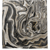 Zwart Wit & Goud Chic Swirl Modern Abstract Douchegordijn (Voorkant)