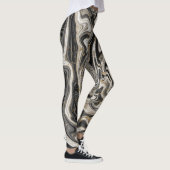Zwart Wit & Goud Chic Swirl Modern Abstract Leggings (Rechts)