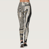 Zwart Wit & Goud Chic Swirl Modern Abstract Leggings (Achterkant)