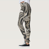 Zwart Wit & Goud Chic Swirl Modern Abstract Leggings (Links)