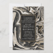 Zwart Wit & Goud Chic Wervelend Modern Bruidsdiner Kaart (Voorkant)
