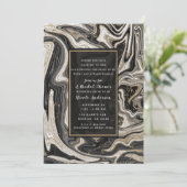 Zwart Wit & Goud Chic Wervelend Modern Bruidsdiner Kaart (Staand voorkant)