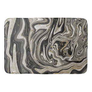 Zwart Wit & Goud Chic Werveling Modern Abstract Badmat