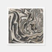Zwart Wit & Goud Chique Swirl Moderne Bruiloft Servet (Voorkant)
