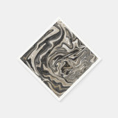 Zwart Wit & Goud Chique Swirl Moderne Bruiloft Servet (Hoek)