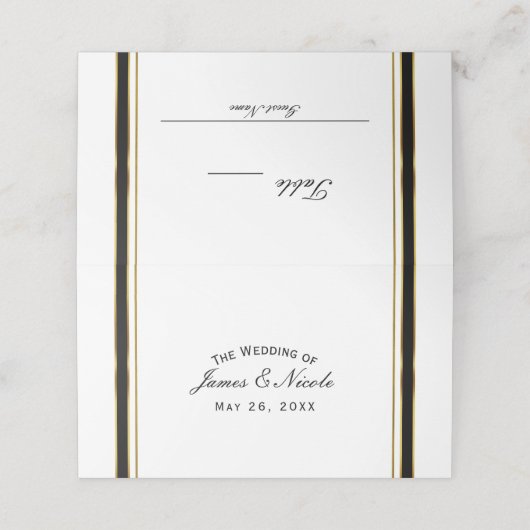 Zwart Wit Goud Classy Elegant Tafelnummer Plaatskaartje (Buitenkant ongevouwen)