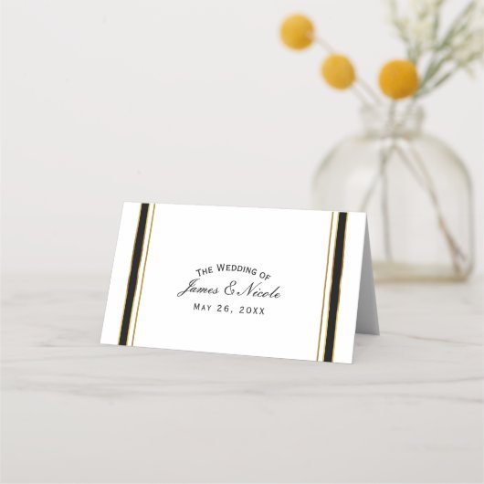 Zwart Wit Goud Classy Elegant Tafelnummer Plaatskaartje (Voorkant)