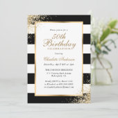 Zwart Wit Goud Confetti 50ste Verjaardag Kaart (Staand voorkant)