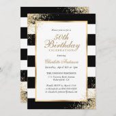 Zwart Wit Goud Confetti 50ste Verjaardag Kaart (Voorkant / Achterkant)