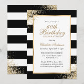 Zwart Wit Goud Confetti 60ste Verjaardag Kaart (Voorkant / Achterkant)