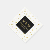 Zwart Wit Goud Confetti bruiloft Monogram Servet (Hoek)