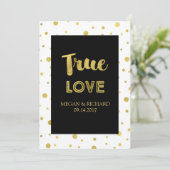 Zwart Wit Goud Confetti Gelofte Vernieuwing Uitnod Kaart (Staand voorkant)