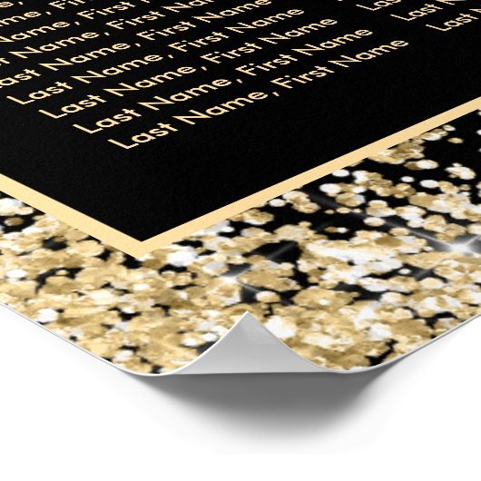 Zwart Wit Goud Confetti Trouwstoel Grafiek 12 Poster (Hoek)