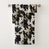 Zwart Wit Goud Cowgirl Koeienhuid Bad Handdoek (Insitu)