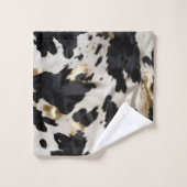 Zwart Wit Goud Cowgirl Koeienhuid Bad Handdoek (Wasdoekje)