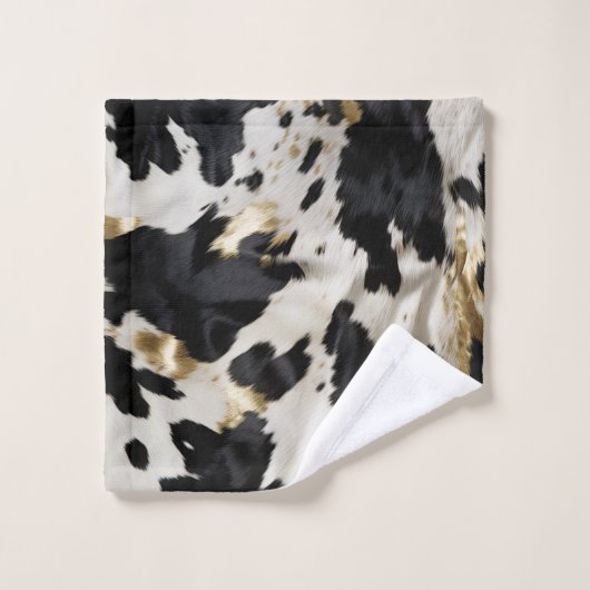 Zwart Wit Goud Cowgirl Koeienhuid Bad Handdoek (Wasdoekje)
