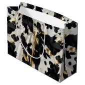 Zwart Wit Goud Cowgirl Koeienhuid Groot Cadeauzakje (Achterkant Gekanteld)