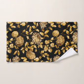 Zwart Wit & Goud  Dahlias Bloemen Decor Bad Handdoek (Handdoek)