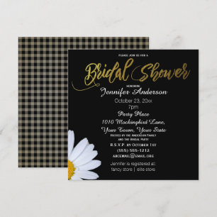 Zwart Wit Goud Daisy Theme Vrijgezellenfeest Kaart