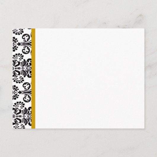 Zwart Wit Goud Damask Save Date Briefkaart (Achterkant)