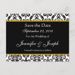 Zwart Wit Goud Damask Save Date Briefkaart