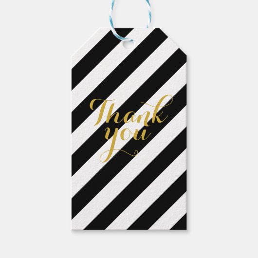Zwart & wit goud dank u cadeau labels cadeaulabel (Voorkant)