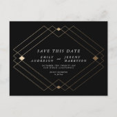 Zwart Wit Goud Deco Lijnen Sla de datum bruiloft Briefkaart (Voorkant)