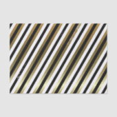 Zwart, wit, goud diagonaal streep tissuepapier (Voorkant)