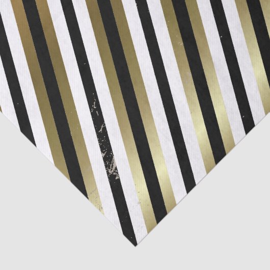 Zwart, wit, goud diagonaal streep tissuepapier (Detail)