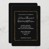 Zwart Wit Goud Eenvoudig Chique Bruiloft Nodigt ui Kaart (Voorkant / Achterkant)