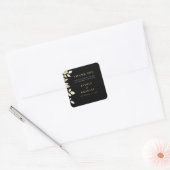Zwart Wit Goud Elegante Bloemen Huwelijk Dank u Vierkante Sticker (Envelop)