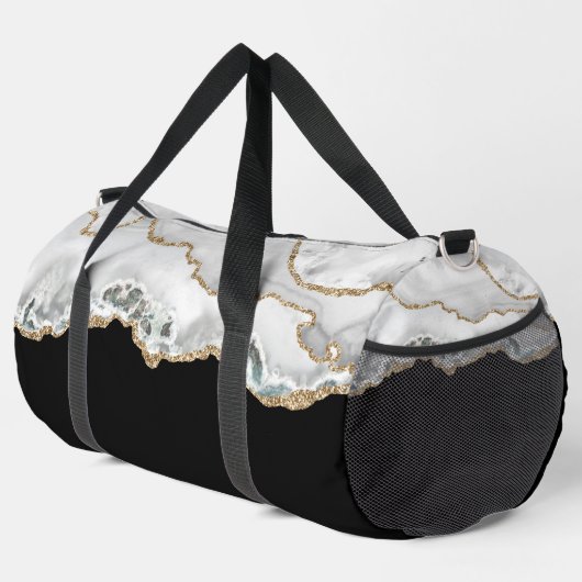 Zwart-wit Goud Faux Glitter Agaat Groot Plunjezak (Rechterhoek)