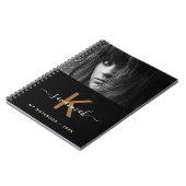 Zwart wit goud foto monogram script notitieboek (Linkerzijde)