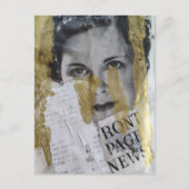 zwart wit goud Front Page News damescollage Briefkaart (Voorkant)