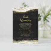 Zwart Wit & Goud Geode Agaat Bruiloft Informatie Informatiekaartje (Staand voorkant)
