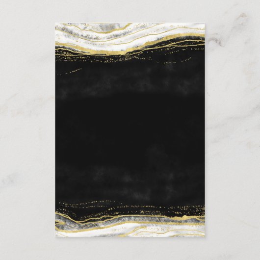 Zwart Wit & Goud Geode Agaat Bruiloft Informatie Informatiekaartje (Achterkant)