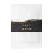 Zwart Wit & Goud Geode Agaat Bruiloft Monogram Uitnodigingen Wikkel (Voorkant Voorbeeld)