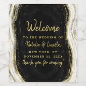 Zwart Wit & Goud Geode Agaat Bruiloft Welkom Wijn Etiket (Enkel label)