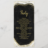 Zwart Wit & Goud Geode Agaat Huwelijksceremonie Programmakaart (Achterkant)