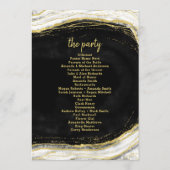 Zwart Wit & Goud Geode Agaat Huwelijksceremonie Programmakaart (Achterkant)