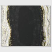 Zwart Wit & Goud Geode Agaat Marmer Bruiloft Cadeaupapier (Vlak)