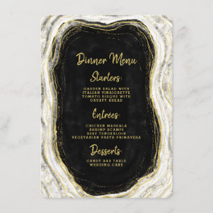 Zwart Wit & Goud Geode Agaat Marmer Diner Menu