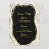 Zwart Wit & Goud Geode Agaat Marmer Diner Menu (Voorkant)