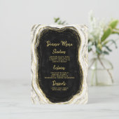 Zwart Wit & Goud Geode Agaat Marmer Eettafel Menu (Staand voorkant)
