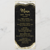 Zwart Wit & Goud Geode Agaat Marmer Slice Diner Menu (Voorkant)