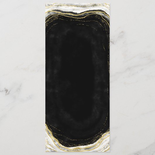 Zwart Wit & Goud Geode Agaat Marmer Slice Diner Menu (Achterkant)
